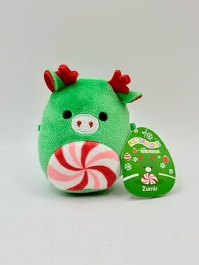 Squishmallows Christmas Holidays Zumir the Peppermint Swirl Moose Deer 3”